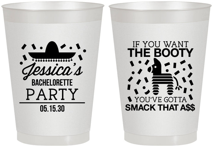 Personalized Bachelorette 8 oz Frosted Cups - Smack That Ass | 60192