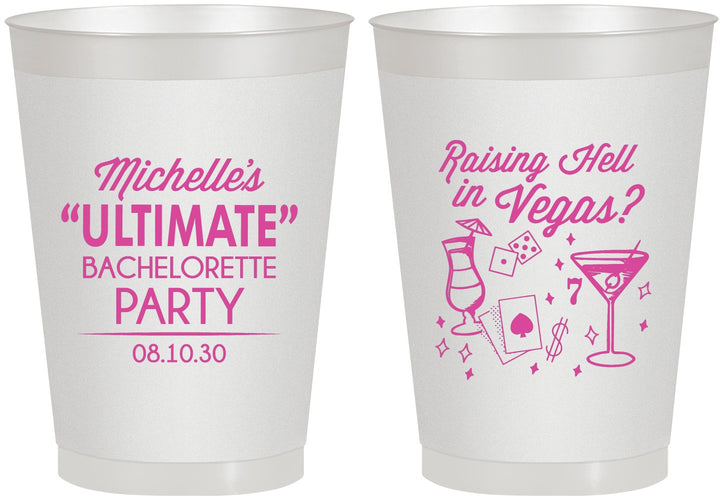 Personalized Bachelorette 8 oz Frosted Cups - Raising Hell In Vegas | 60196