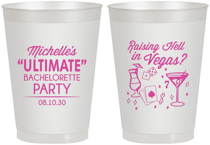Personalized Bachelorette 8 oz Frosted Cups - Raising Hell In Vegas | 60196