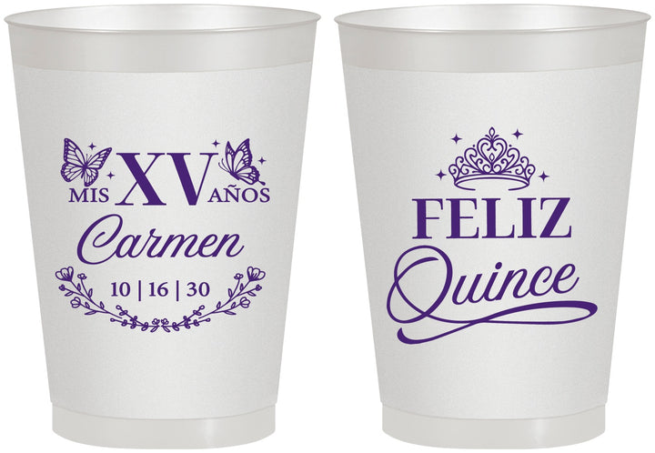 Personalized Quinceanera 8 oz Frosted Cups - Mis Quince Anos | 70000