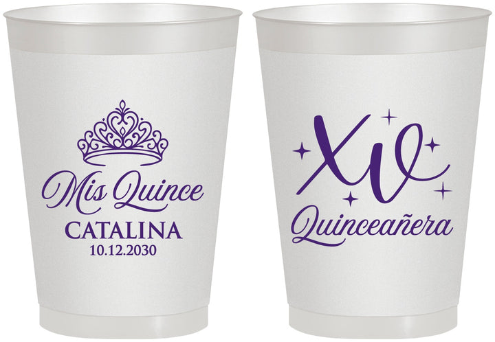 Personalized Quinceanera 8 oz Frosted Cups - Mis Quince Anos | 70002