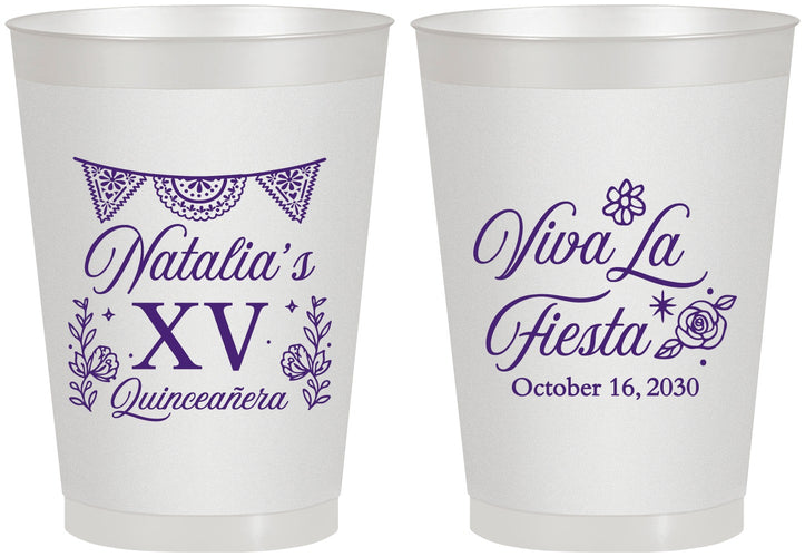 Personalized Quinceanera 8 oz Frosted Cups - Viva La Fiesta Quince | 70008