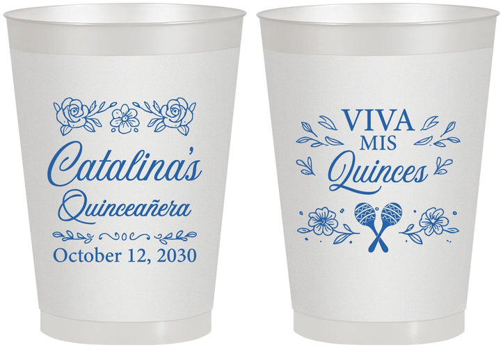 Personalized Quinceanera 8 oz Frosted Cups - Viva Mis Quinces | 70009