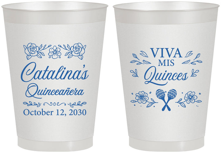 Personalized Quinceanera 8 oz Frosted Cups - Viva Mis Quinces | 70009
