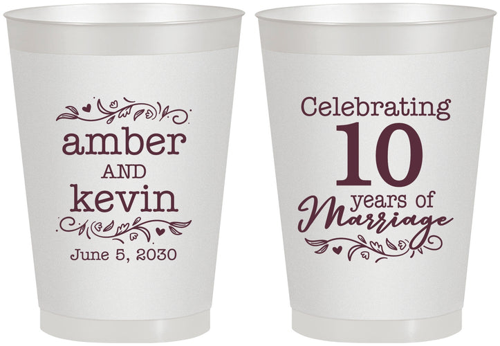 Personalized Anniversary 8 oz Frosted Cups - 10 Years Of Marriage | 80000