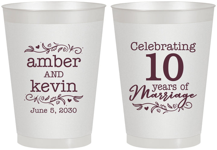 Personalized Anniversary 8 oz Frosted Cups - 10 Years Of Marriage | 80000