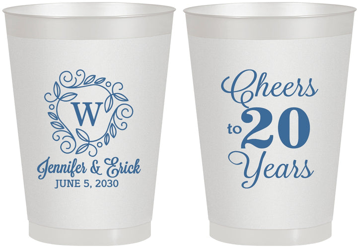 Personalized Anniversary 8 oz Frosted Cups - Cheers To 20 Years | 80001