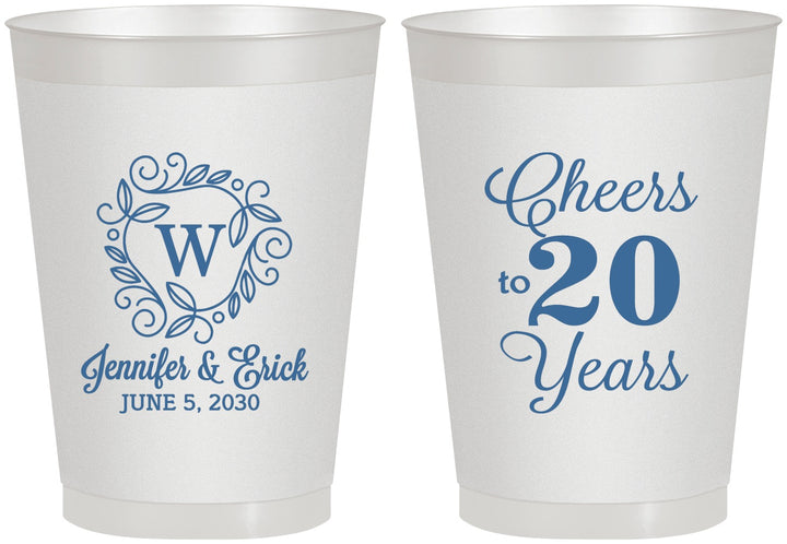 Personalized Anniversary 8 oz Frosted Cups - Cheers To 20 Years | 80001