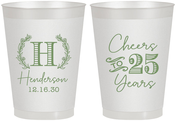 Personalized Anniversary 8 oz Frosted Cups - Cheers To 25 Years | 80002