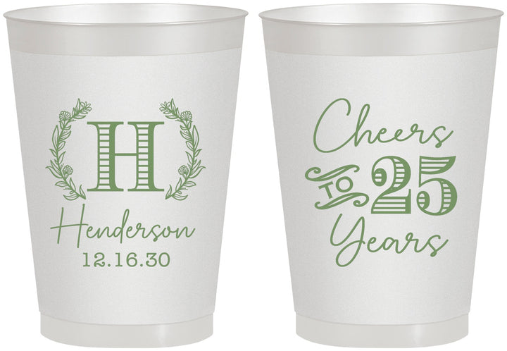 Personalized Anniversary 8 oz Frosted Cups - Cheers To 25 Years | 80002