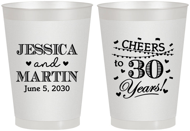 Personalized Anniversary 8 oz Frosted Cups - Cheers To 30 Years | 80003