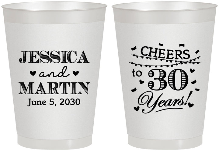 Personalized Anniversary 8 oz Frosted Cups - Cheers To 30 Years | 80003