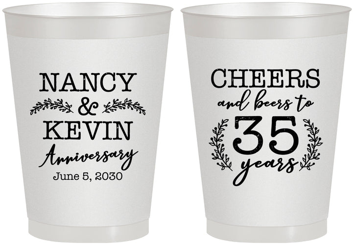 Personalized Anniversary 8 oz Frosted Cups - Cheers To 35 Years | 80004
