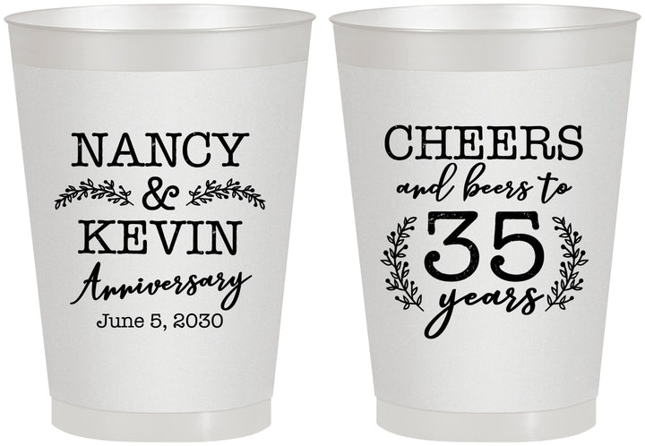 Personalized Anniversary 8 oz Frosted Cups - Cheers To 35 Years | 80004