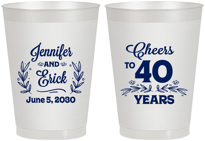 Personalized Anniversary 8 oz Frosted Cups - Cheers To 40 Years | 80005