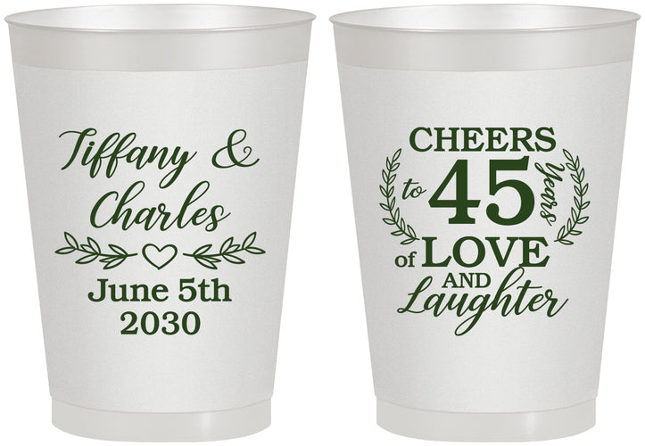 Personalized Anniversary 8 oz Frosted Cups - Cheers To 45 Years | 80006