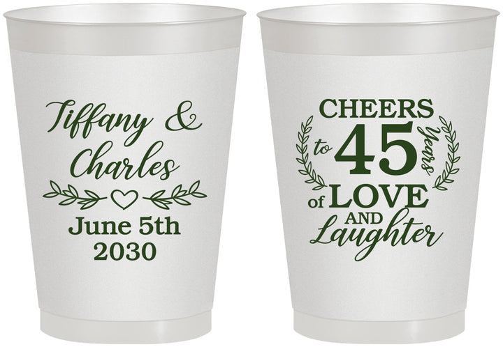 Personalized Anniversary 8 oz Frosted Cups - Cheers To 45 Years | 80006
