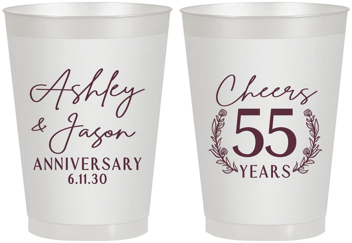 Personalized Anniversary 8 oz Frosted Cups - Cheers To 55 Years | 80008