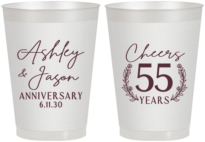 Personalized Anniversary 8 oz Frosted Cups - Cheers To 55 Years | 80008