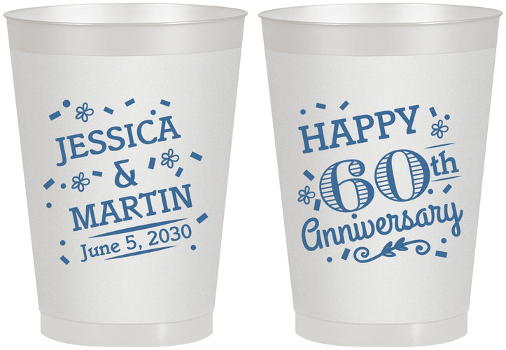 Personalized Anniversary 8 oz Frosted Cups - Cheers To 60 Years | 80009