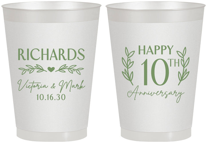 Personalized Anniversary 8 oz Frosted Cups - 10th Wedding | 80010