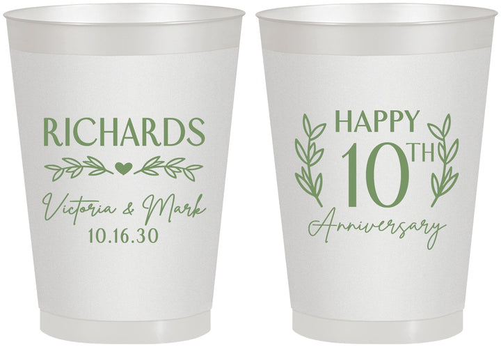 Personalized Anniversary 8 oz Frosted Cups - 10th Wedding | 80010