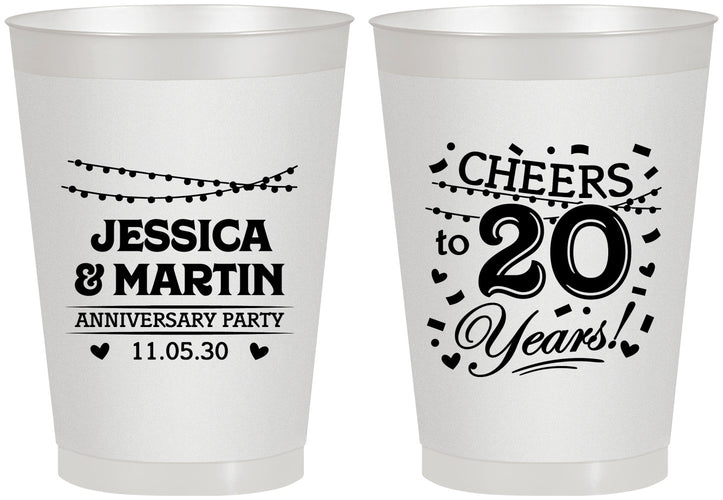 Personalized Anniversary 8 oz Frosted Cups - Cheers To 20 Years | 80011