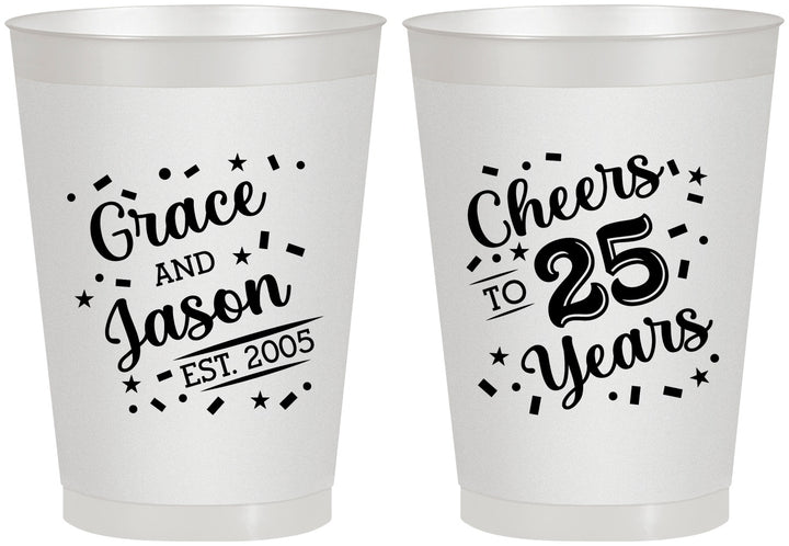 Personalized Anniversary 8 oz Frosted Cups - Cheers To 25 Years | 80012