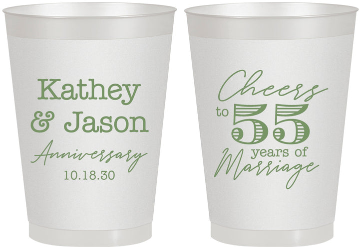 Personalized Anniversary 8 oz Frosted Cups - Cheers To 55 Years | 80018