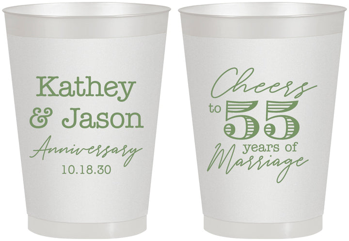 Personalized Anniversary 8 oz Frosted Cups - Cheers To 55 Years | 80018