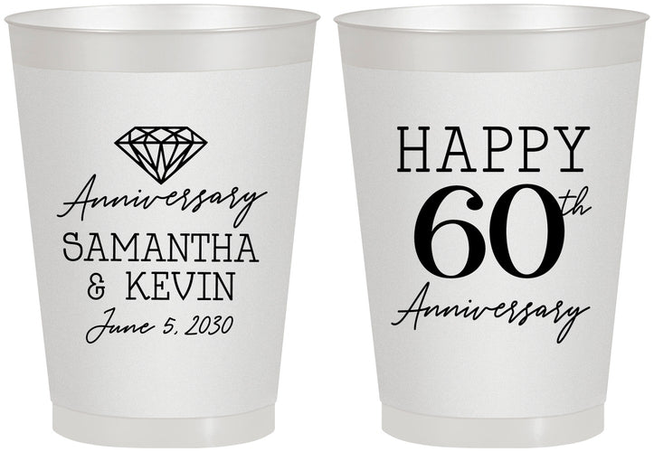 Personalized Anniversary 8 oz Frosted Cups - 60th Wedding | 80019