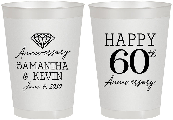 Personalized Anniversary 8 oz Frosted Cups - 60th Wedding | 80019