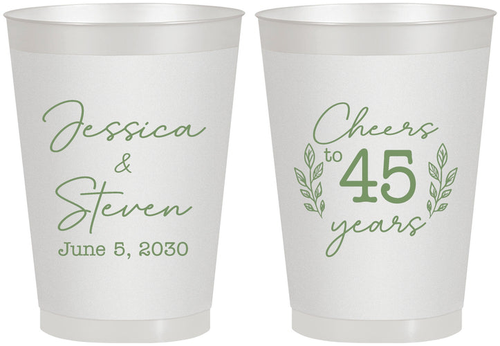 Personalized Anniversary 8 oz Frosted Cups - Cheers To 45 Years | 80026