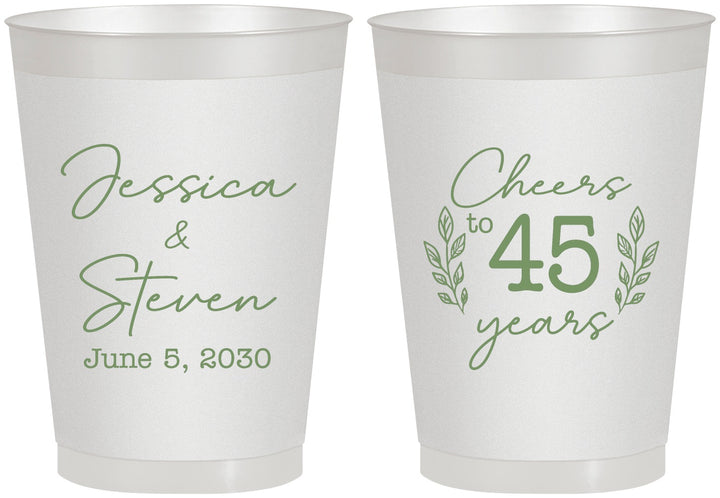 Personalized Anniversary 8 oz Frosted Cups - Cheers To 45 Years | 80026
