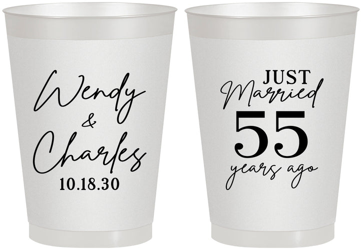 Personalized Anniversary 8 oz Frosted Cups - Just Married 55 Years Ago | 80028