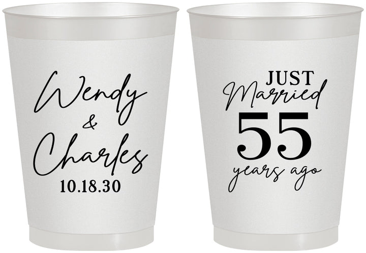 Personalized Anniversary 8 oz Frosted Cups - Just Married 55 Years Ago | 80028