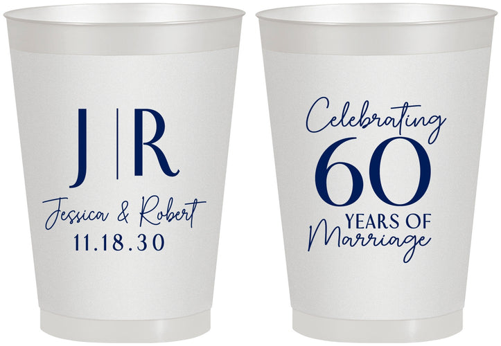 Personalized Anniversary 8 oz Frosted Cups - 60 Years Of Marriage | 80029