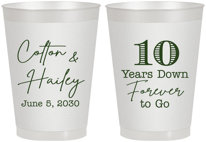 Personalized Anniversary 8 oz Frosted Cups - Just Married 10 Years Ago | 80030