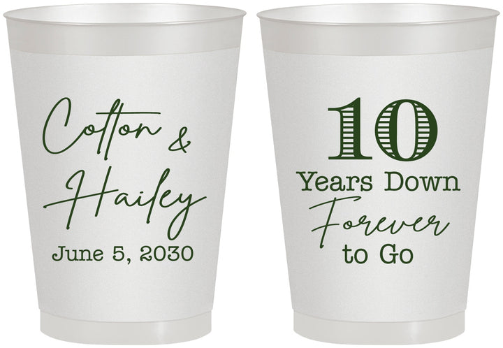 Personalized Anniversary 8 oz Frosted Cups - Just Married 10 Years Ago | 80030