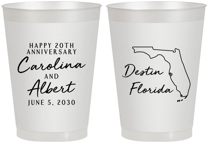 Personalized Anniversary 8 oz Frosted Cups - 20th Wedding | 80031