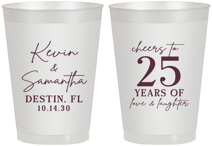 Personalized Anniversary 8 oz Frosted Cups - 25 Years Of Marriage | 80032