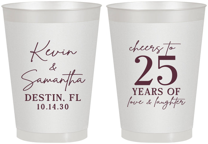 Personalized Anniversary 8 oz Frosted Cups - 25 Years Of Marriage | 80032