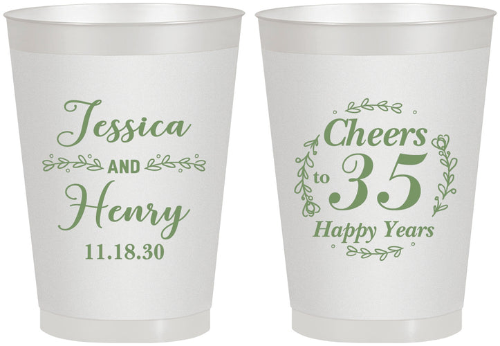 Personalized Anniversary 8 oz Frosted Cups - Cheers To 35 Years | 80034