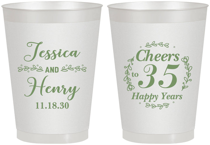 Personalized Anniversary 8 oz Frosted Cups - Cheers To 35 Years | 80034