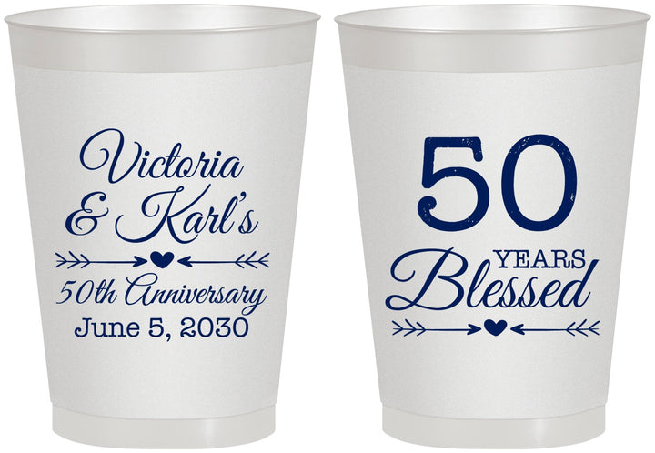 Personalized Anniversary 8 oz Frosted Cups - 50 Years Blessed | 80037