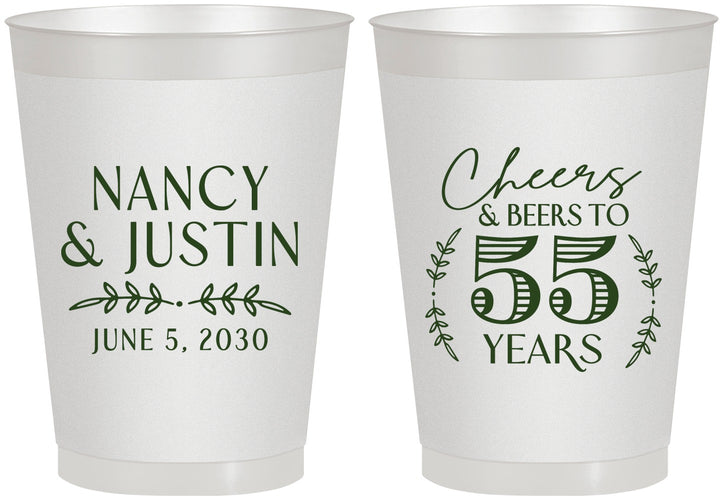 Personalized Anniversary 8 oz Frosted Cups - Cheers To 55 Years | 80038