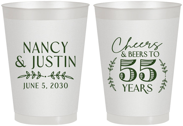 Personalized Anniversary 8 oz Frosted Cups - Cheers To 55 Years | 80038