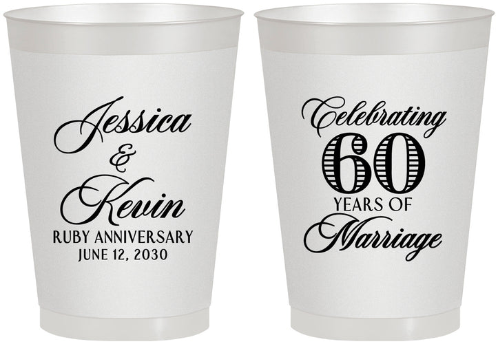 Personalized Anniversary 8 oz Frosted Cups - 60 Years Of Marriage | 80039