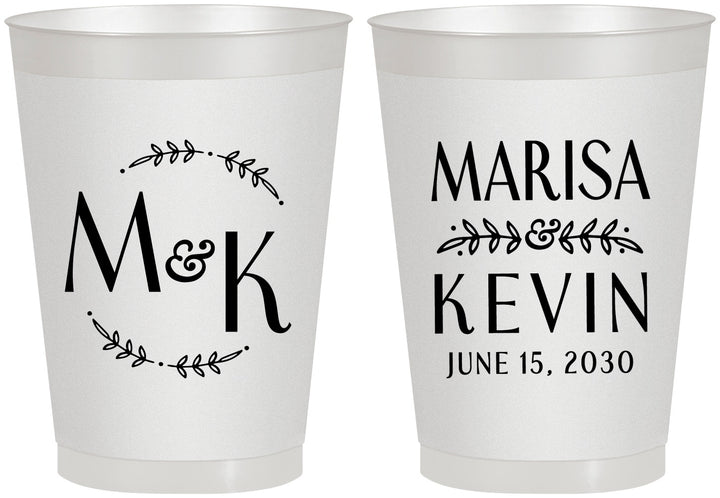 Personalized Wedding 8 oz Frosted Cups - Two Letter Monogram | 801