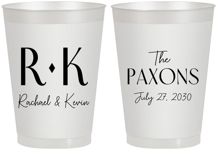 Personalized Wedding 8 oz Frosted Cups - Two Letter Monogram | 802